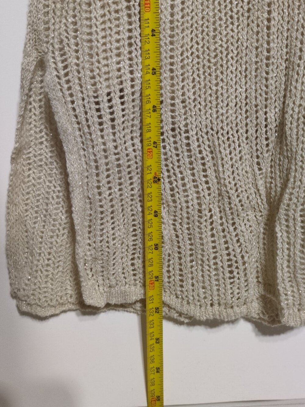 Zenergy By Chicos Maxi Dress Size 2 Large Knitted Linen Blend Beige Shimmer - Picture 7 of 8